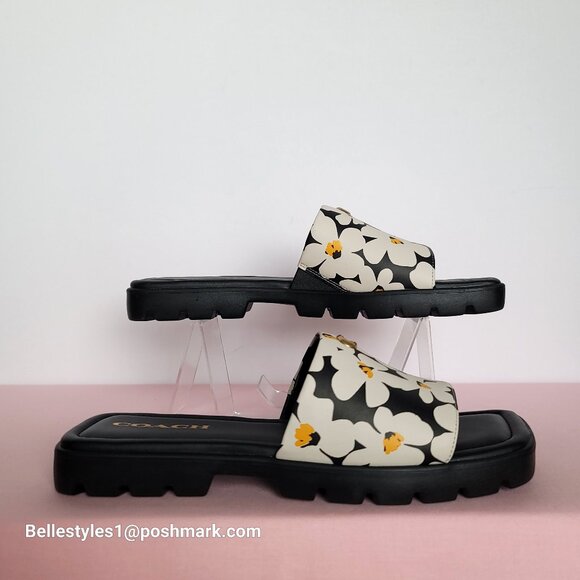 COACH Florence Smooth Leather Sandal With Flower Print -Chalk Multi- Women’s 9B⭐ - Picture 10 of 16